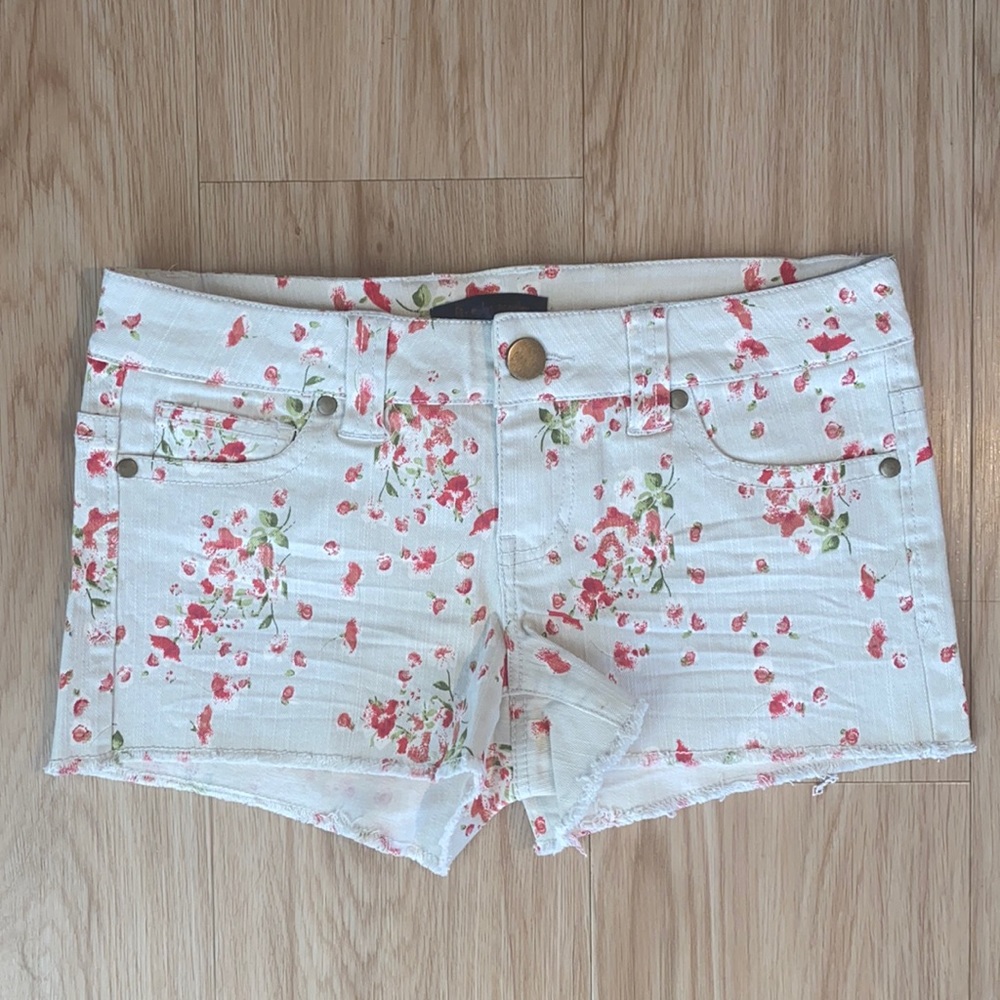 Floral jean shorts